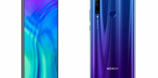 Honor 20 Lite front angled double blue