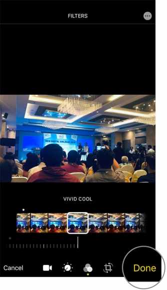 tap on done to apply filter to video on iphone in ios 13