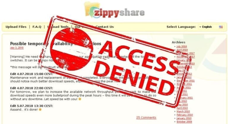 Zippyshare is blocked for visitors