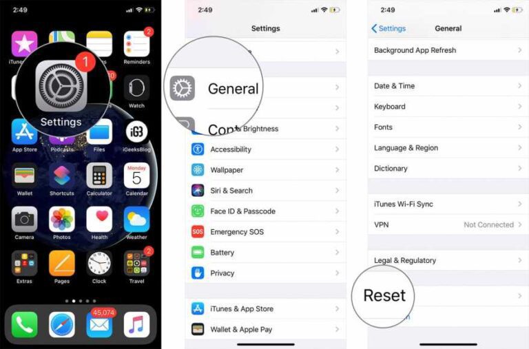 Tap on Settings then General then Reset on iPhone or iPad