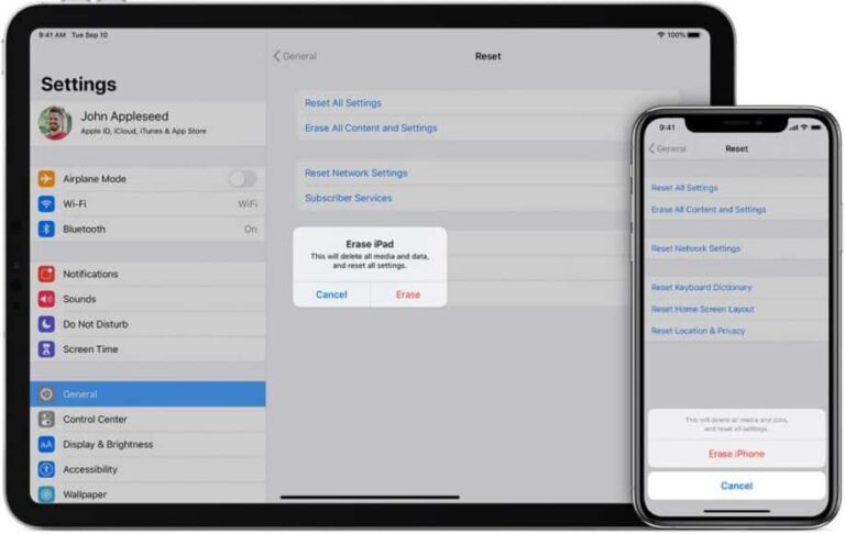 restore iPad and delete all content