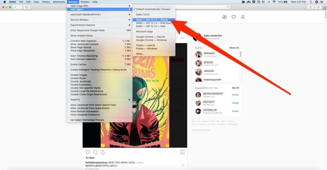DM Instagram Computer Safari 