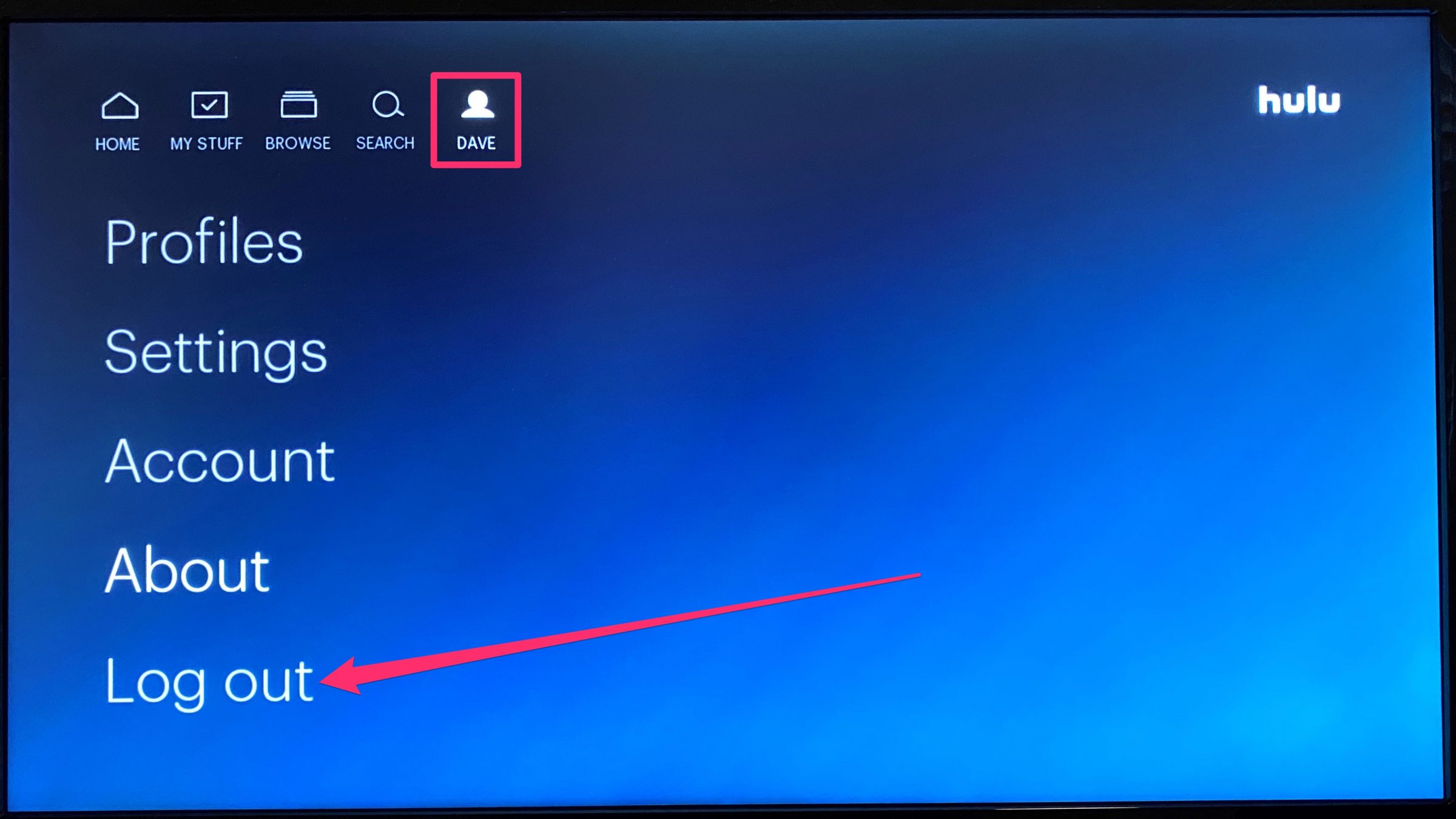 Log Out Hulu Smartphone Smart TV 