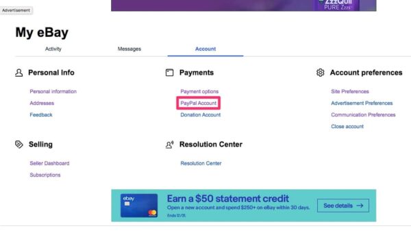 Link PayPal Account eBay Account