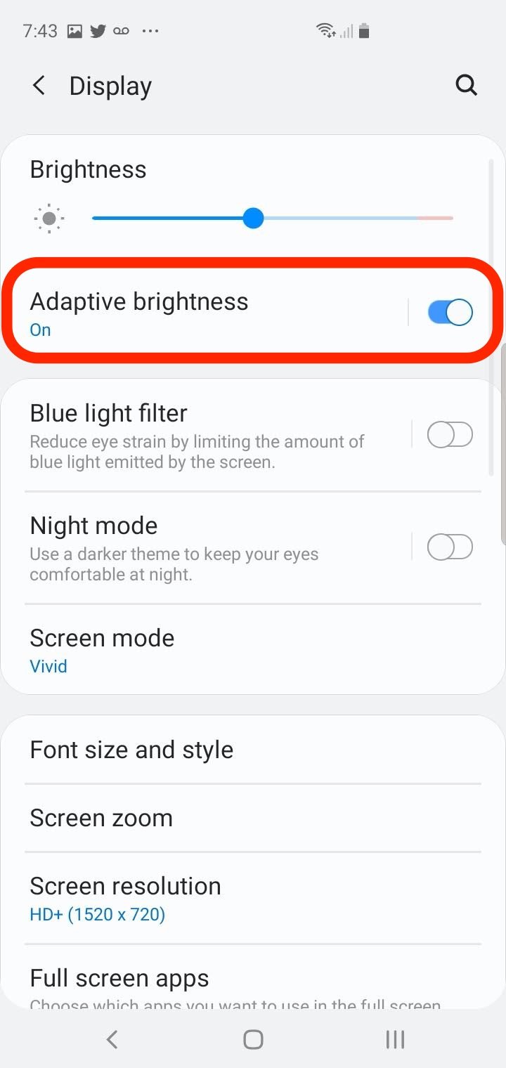 samsung galaxy s10 brightness control