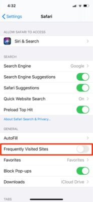 Delete Sites iPhone Safari