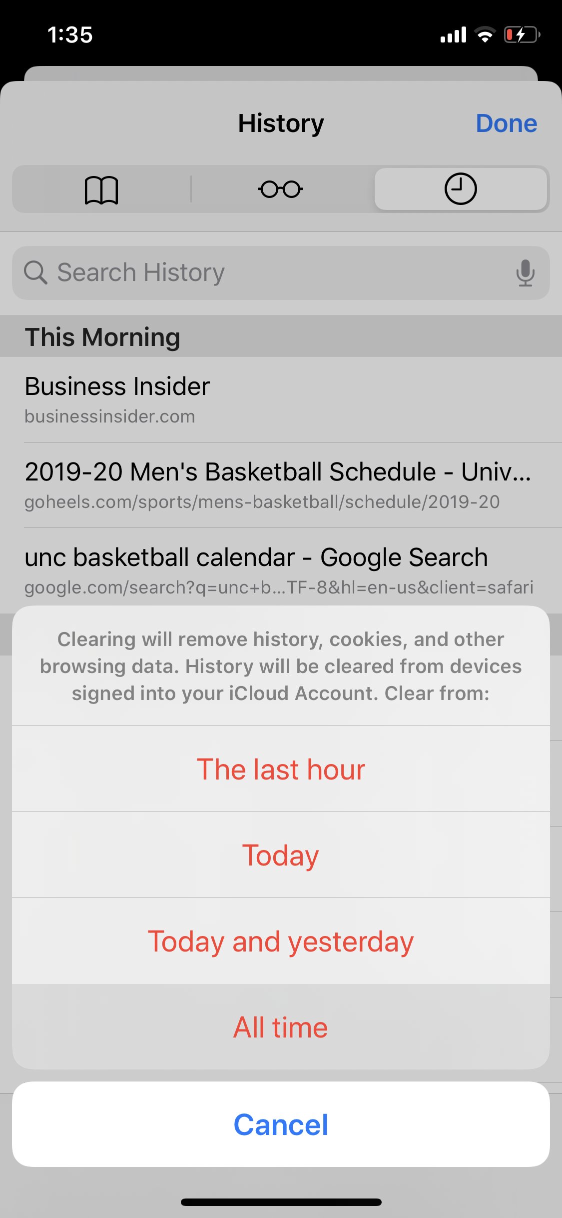 reset safari browser iphone