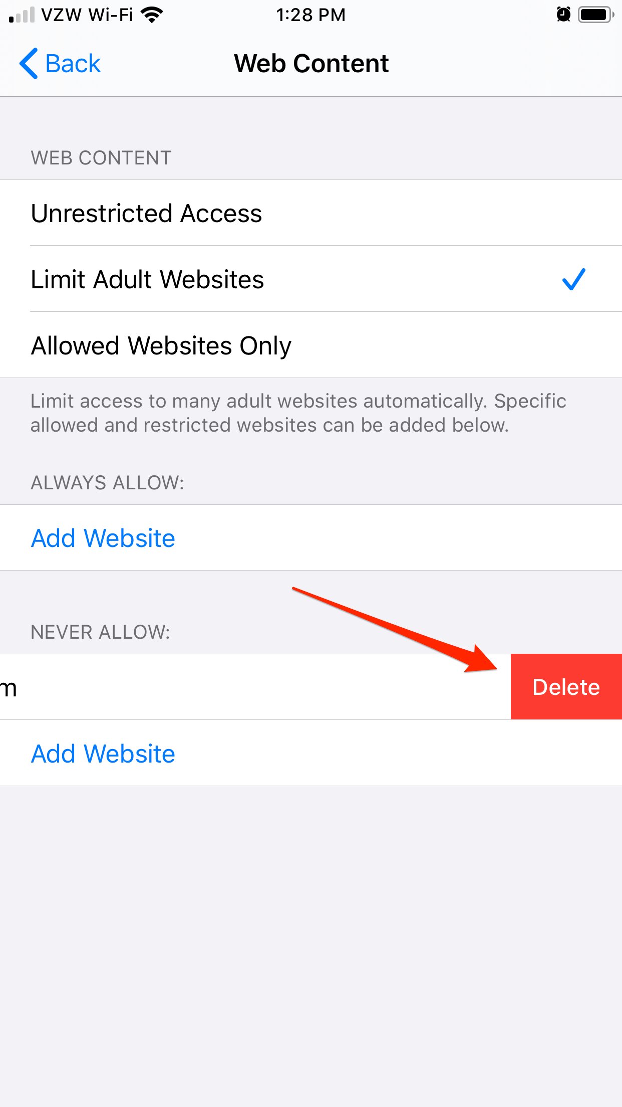 unblock websites iphone screen time