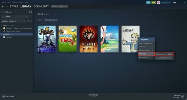 Hide Games In Steam