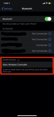 Connect Xbox One Controller iPhone