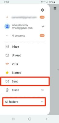 Delete email on Samsung Galaxy S10