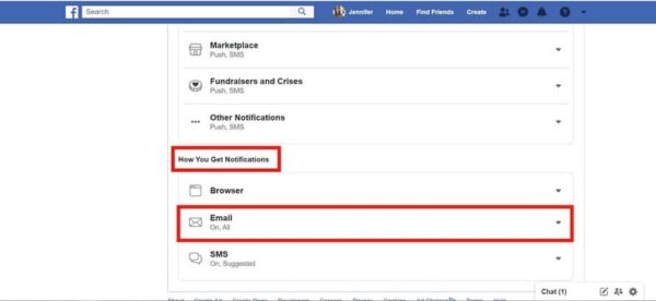 Stop Receiving Facebook Emails