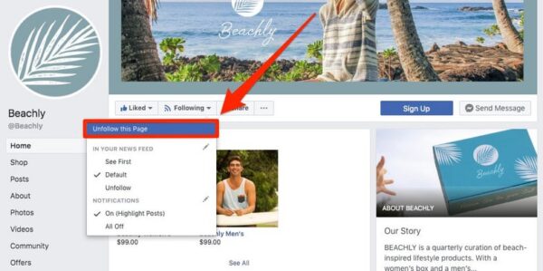 Unfollow A Page On Facebook