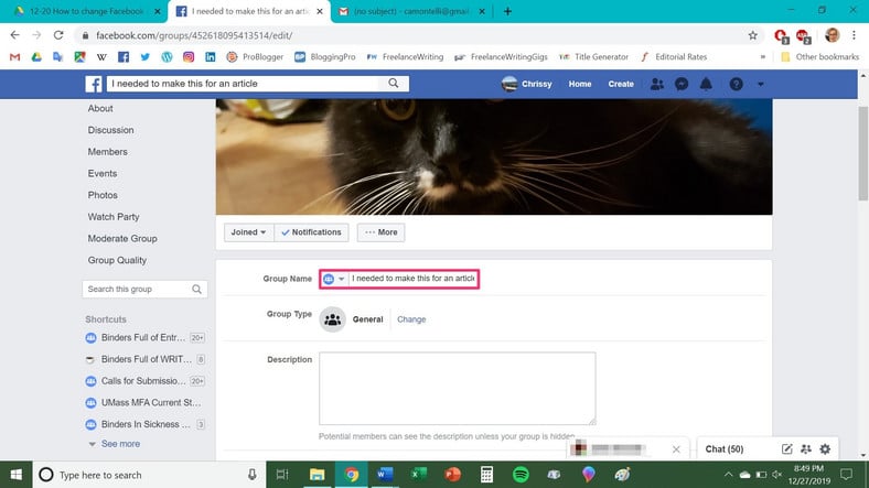 Change Facebook Group's Name
