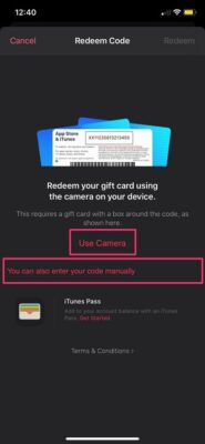 use itunes gift card