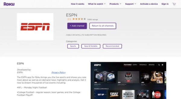 Watch ESPN On Roku Device