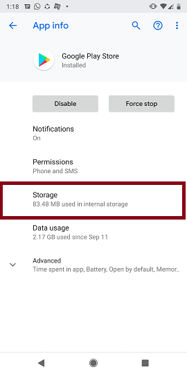 Clear Google Play Store Cache