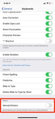 disable memojis in ios 13