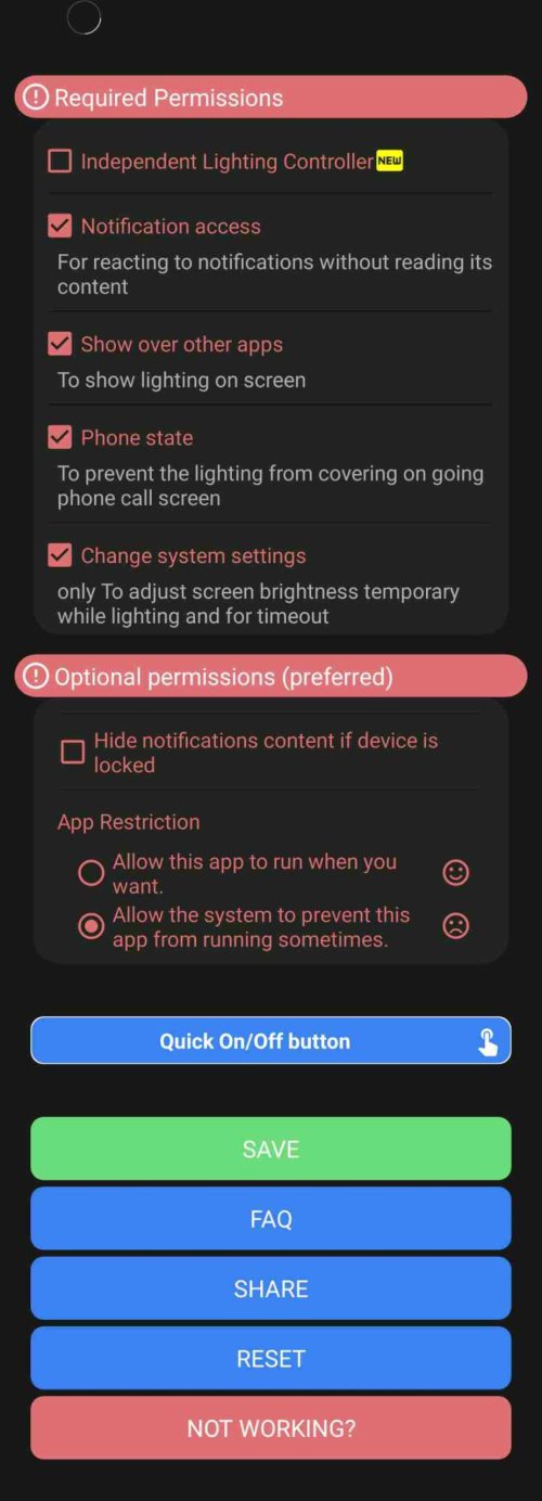 set up hole punch led notifications infinix