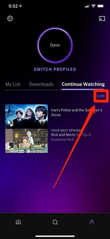 clear "continue watching" list hbo max
