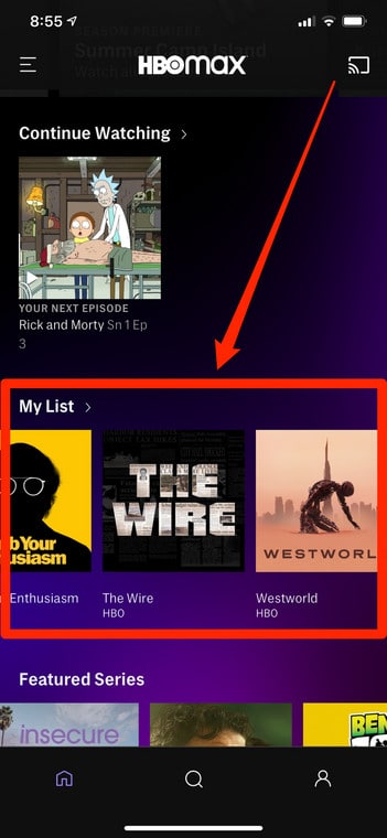 Use "Watch Later" List HBO Max
