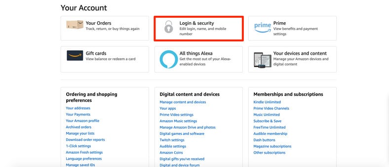 Change Amazon Account Password