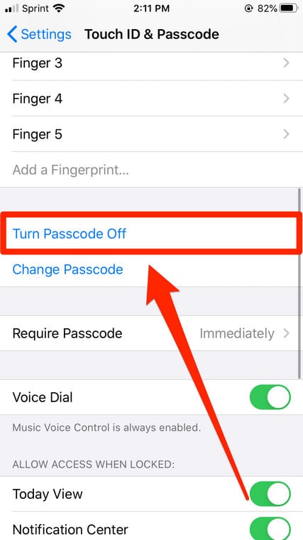 Turn Off Password iPhone