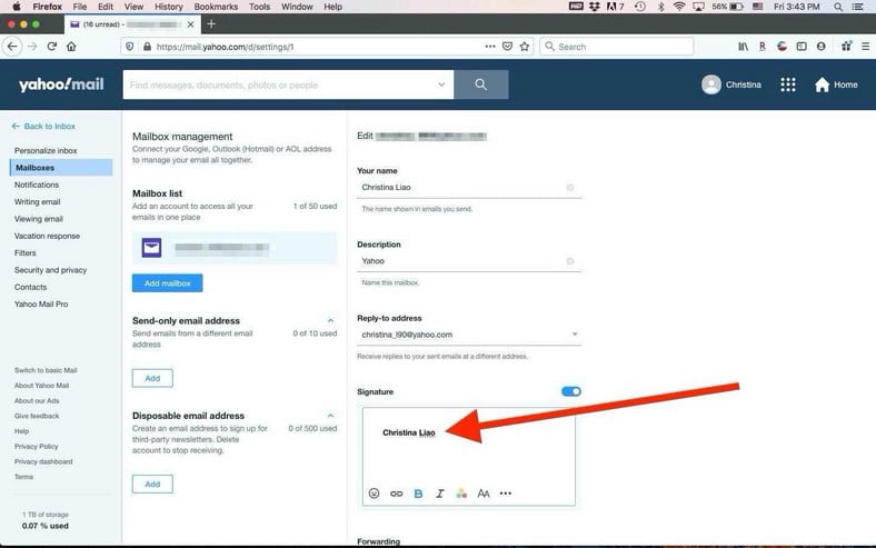 Change Signature Yahoo Mail