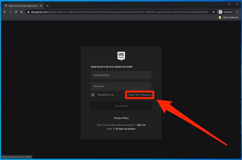 change epic games account password