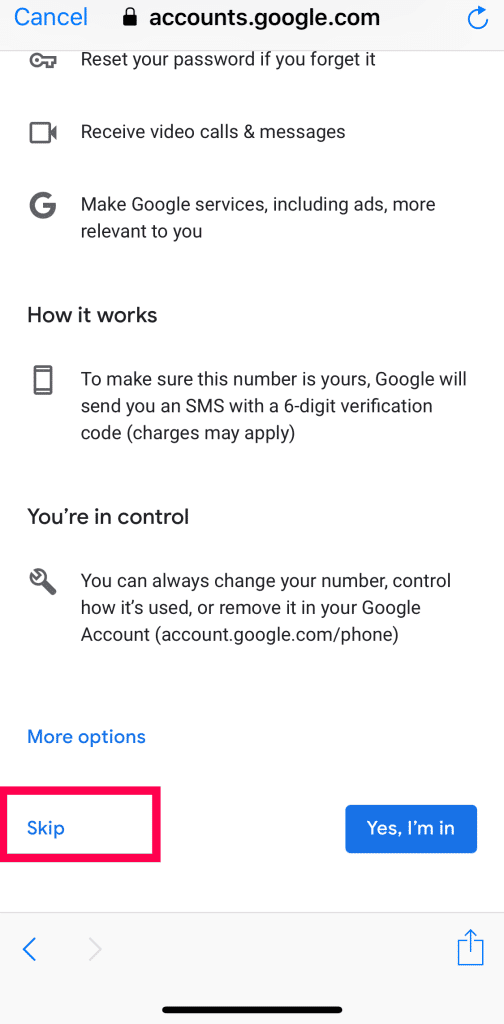 use gmail without phone number