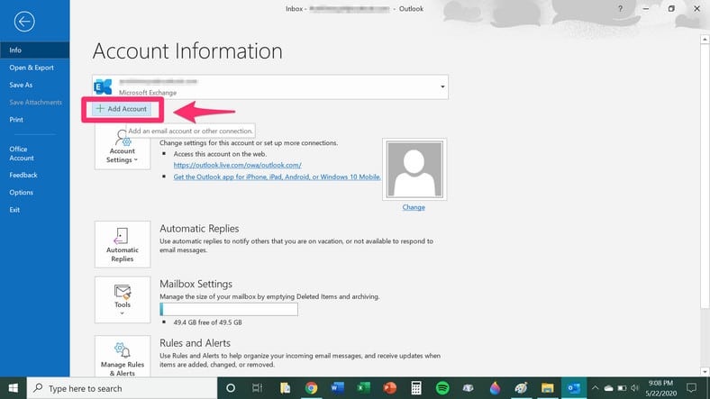 Add Gmail Account To Outlook Email Interface