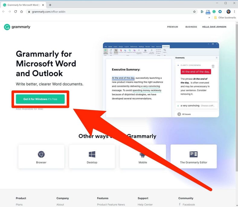 Add Grammarly Microsoft Outlook App