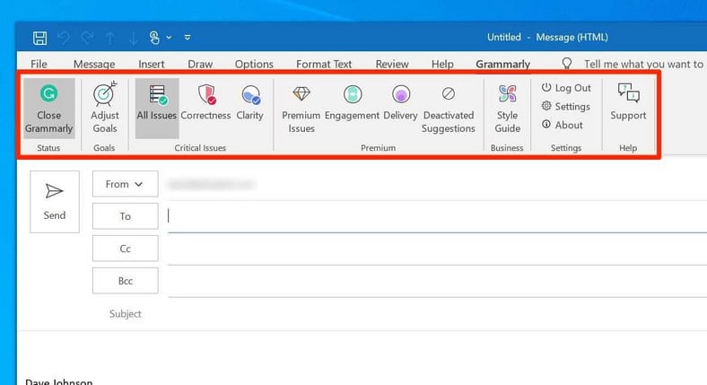 Add Grammarly Microsoft Outlook App