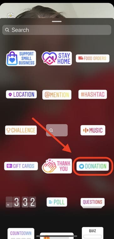 Set Up Donation Sticker Instagram Story