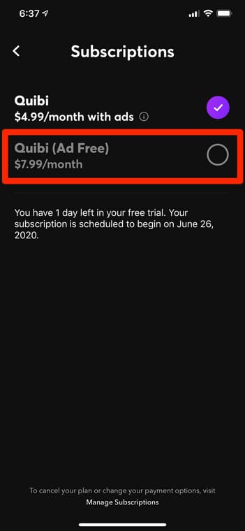 watch quibi without ads