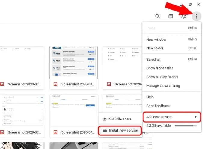 Installing New Service Chrome File Manager