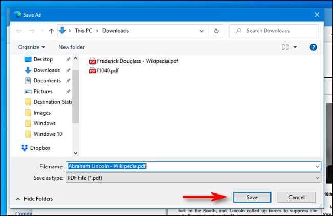 Edge Save Dialog