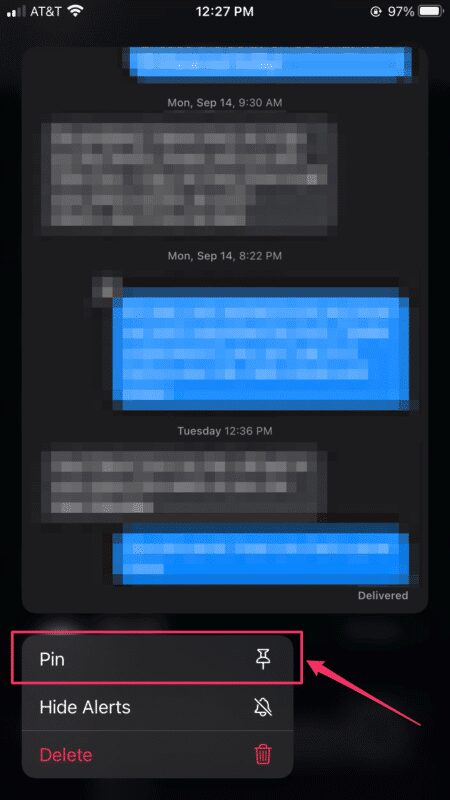 pin message conversations iphone ios 14