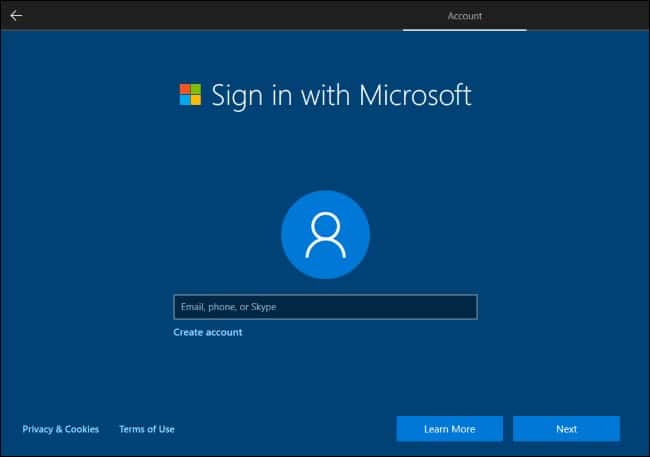 Microsoft Account In Windows 10