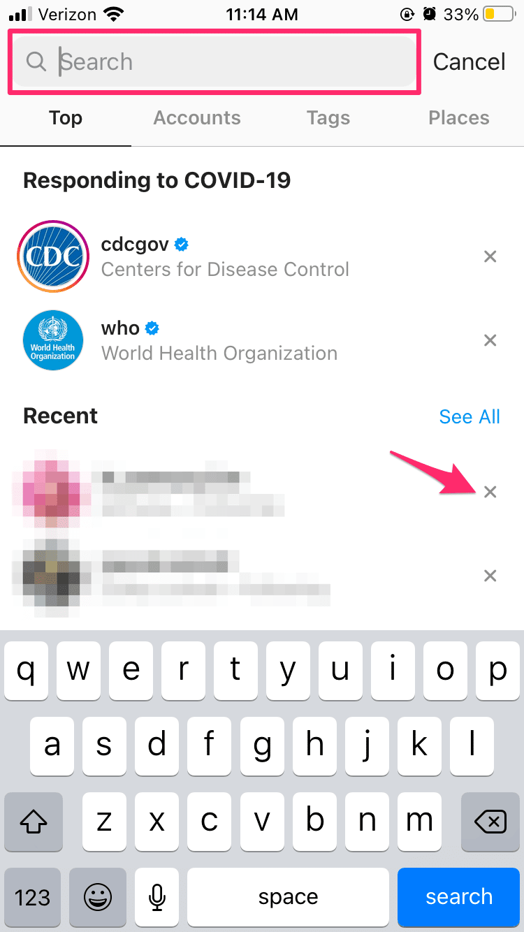 Delete Search History Instagram