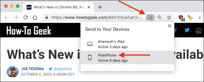 Transfer Chrome Tabs iPhone iPad