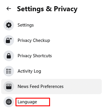 Change Default Language Facebook