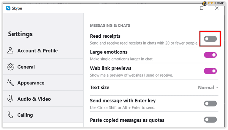 Turn Off Skype Read Receipts