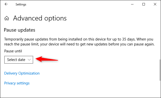 pause updates windows 10