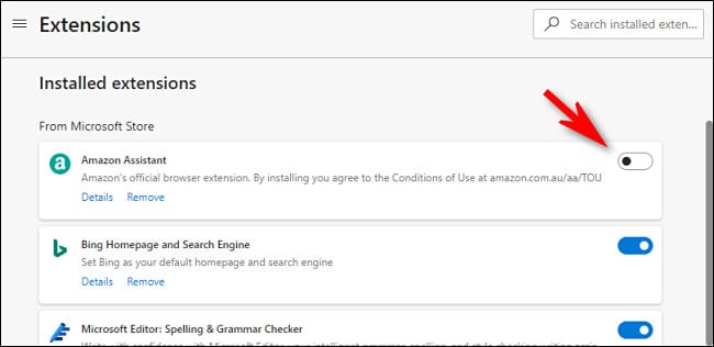Uninstall Deactivate Extensions Microsoft Edge