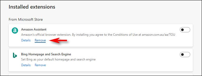 Uninstall Deactivate Extensions Microsoft Edge