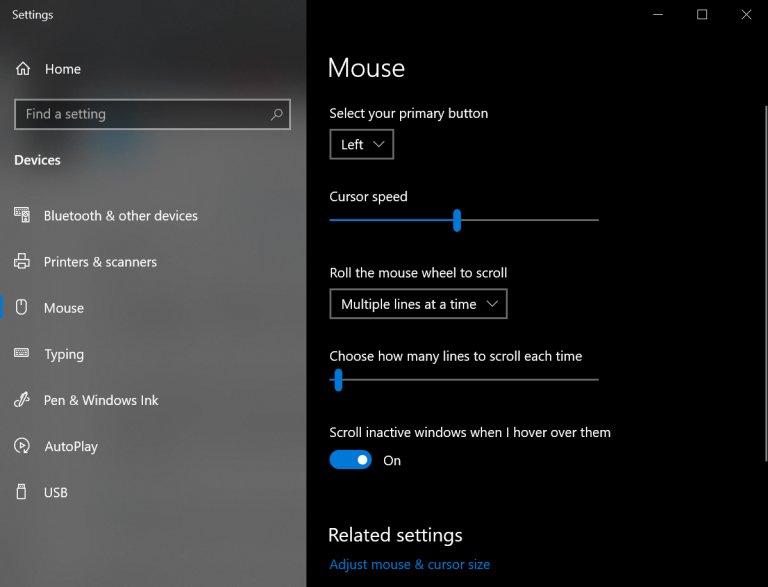 Change Mouse Speed Windows 10