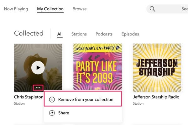 Delete Stations Pandora