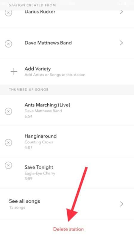 Delete Stations Pandora
