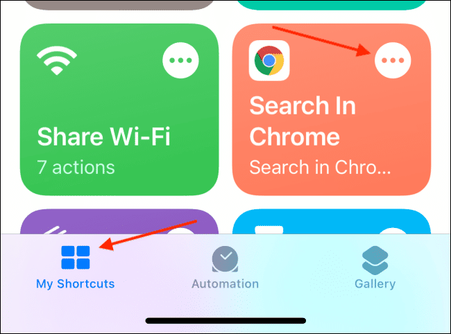 Tap Menu From Shortcut Button